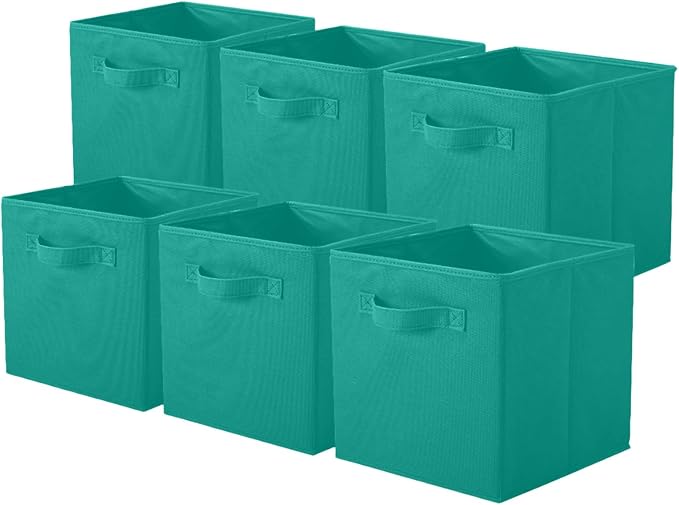 ShellKingdom Storage Bins, Foldable Fabric Storage Cubes And Cloth Storage | Storage Organizer For Closet And Toys, 10.5x10.5x11 INCH, 6 Pack (Forest Green)