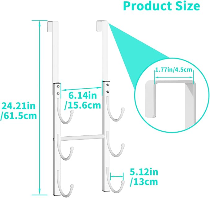 HapiRm Rolled Towel Racks for Bathroom - 3-Tier Over The Door & Wall Mounted Bathroom Towel Storage, Hanging Metal Organizer for Towels & Bath Sheets, Space Saving Rack for Bathroom, Camper, RV, White
