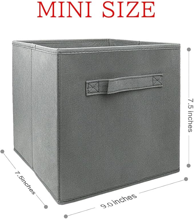 Mini Size 1-Pack Cube Storage Bins 9.0"x7.5"x7.5" Fabirc Foldable Closet Toy Organizer Collapsible Cloth Gray