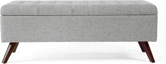 HomePop 48" Modern Tufted Storage Bench - Gray Woven