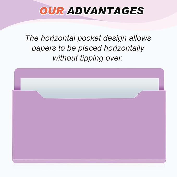 6 Pcs Magnetic Wall File Organizer Magnetic Wall File Holder Refrigerator Magazine Holder for Mail Letters Paper(Violet Color,Horizontal-large)