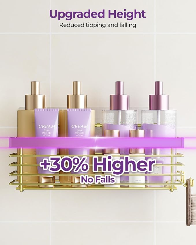 ODesign Shower Caddy Adhesive 3 Pack Stainless Steel Storage Shelves-Golden | No drilling wall mounted,rust-resistant,large capacity,quick drainage,easy to clean,suitable for bathrooms and kitchens
