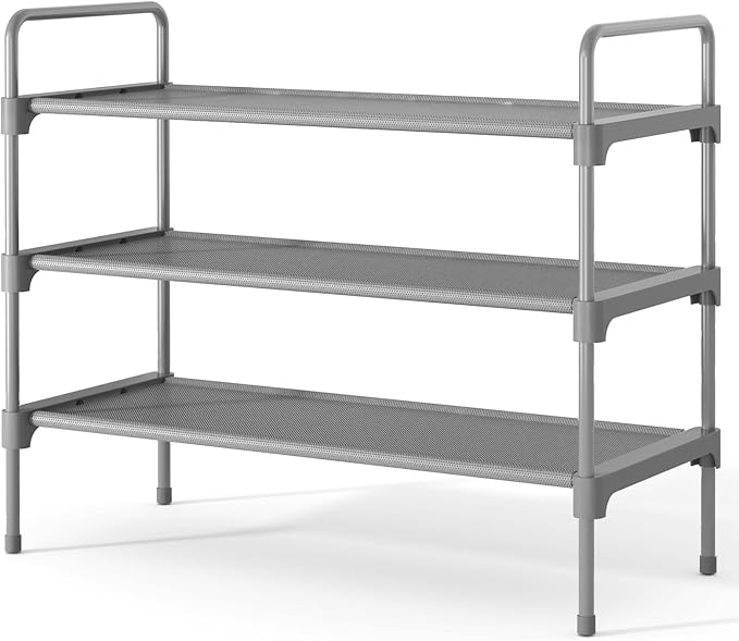 Kitsure Shoe Rack for Closet, Shoe Storage, 27.6" Wide - 3 Tiers, Grey | Shoe Organizer for Closet, Entryway, Living Room, Space-Saving Shoe Shelf, Sturdy Zapateras Organizer