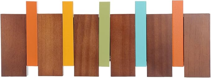 Youyole 5 Hook Wood Coat Rack Wall Mount Mid Century Modern Wooden Coat Hooks Colorful Heavy Duty Flip Down Piano Hat Rack for Hanging Coats Keys Hats Robe Towels Home