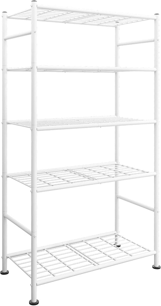 Sakugi Storage Shelves - 5 Tier Shelf Organizer, Heavy Duty Garage Shelving Unit with Leveling Feet, Stable Metal Shelves Organizer for Pantry, Kitchen and Closet, 33.0" W x 12.6" D x 72.0" H, White