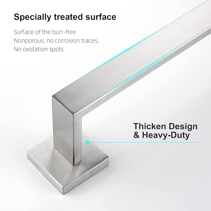 BANOLUX Towel Rack, 22 Inch Single Towel Bars for Bathroom, Towel Racks for Bathroom Wall Mounted SUS304 Hand Towel Holder Organize Heavy Duty, Brushed Nickel Towel Bar (Total Length 23.6-Inch)