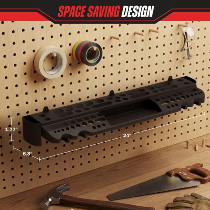Stalwart Wall Mount Hand Tool Organizer with 61 Holes and 4 Hooks