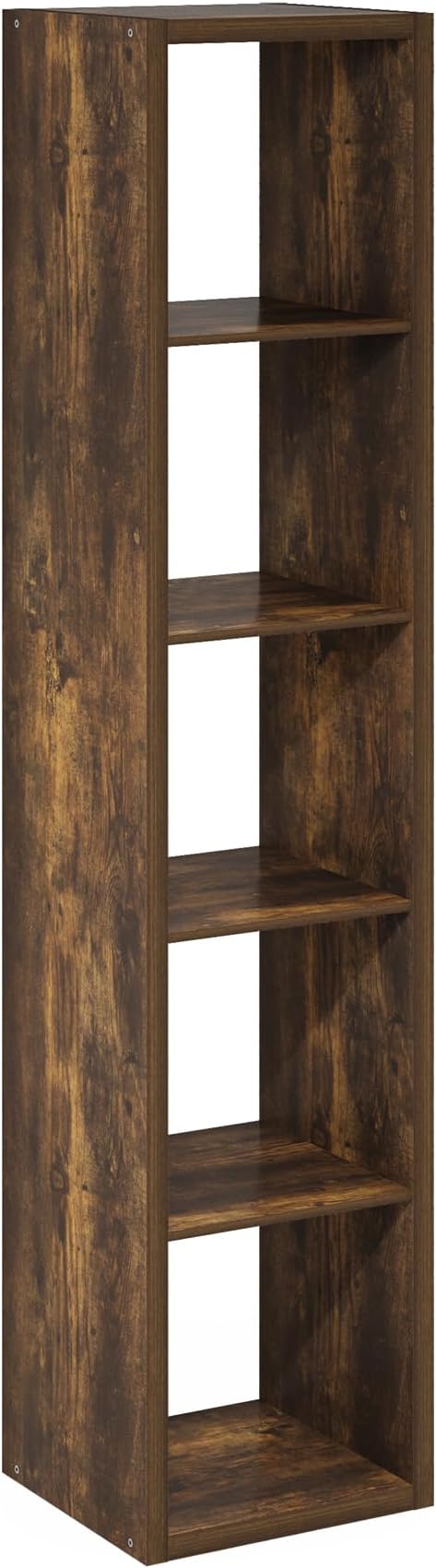 5-Cube Tall Cubicle Bookshelf, Cube Bookcase with Open Back, Reversible Book Shelf, Cube Storage Organizer, 15 x 16 x 72, for Living Room, Home Office, Amber Pine
