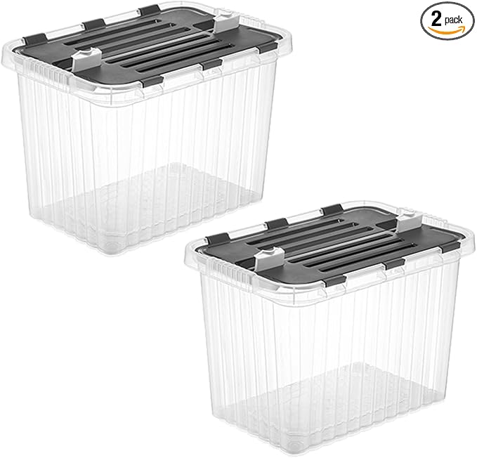Superio 26 L Deep Storage Container with Hinged Lid 27.5 Quart (2 Pack)