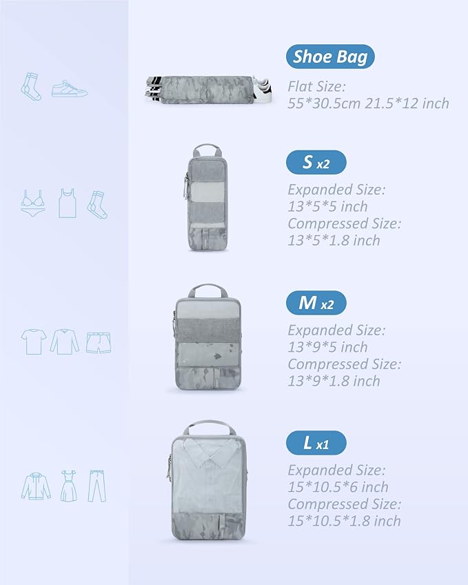 BAGSMART Compression Packing Cubes for Travel Essentials | 14 Set /6 Set /4 Set/2 Set, Lightweight, Durable