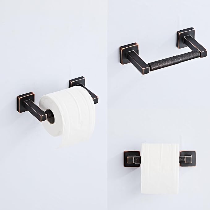 Bathroom Hardware Set 4 Pieces,Oil Rubbed Bronze Towel Bar Set Stainless Steel Wall Mounted, Includes 16In Hand Towel Bar, Towel Ring, Robe Towel Hooks,Toilet Paper Holder, Bathroom Towel Rack Set