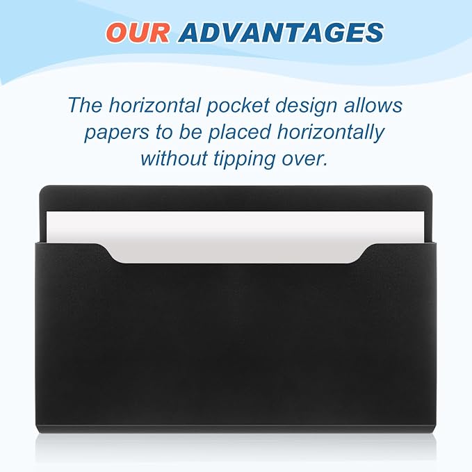 6 Pcs Magnetic Wall File Organizer Magnetic Wall File Holder Refrigerator Magazine Holder for Mail Letters Paper(Black, White,Horizontal-3 Mixed Size)