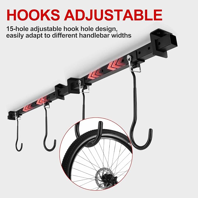Ceiling Mounted Bike Rack for Garage, Heavy Duty Bike Hangers with Rubber Protective Pad, Adjustable Bike Ceiling Hooks, Bicycle Rack System for Basement, Hanger Garage Home Wall Hooks Hold 4-8 Bikes