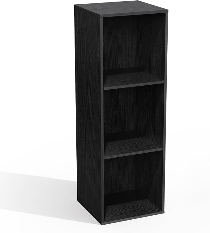 3 Cube Storage Organizer, 3 Tier Cube Low Bookcase Freestanding Storage Display Organizer, Three-Cubes Open Shelf Bookshelf for Home Office (Black, 3-Cube)