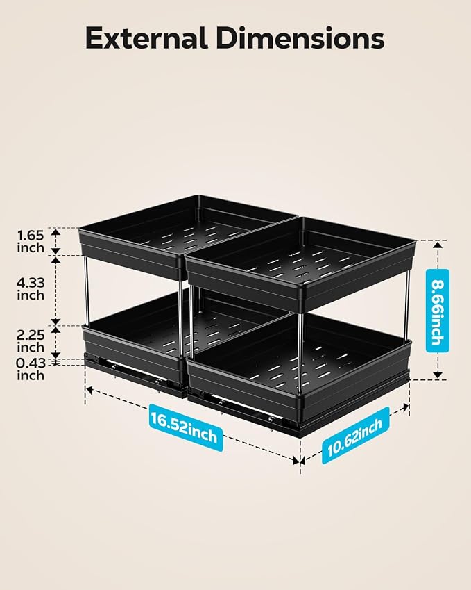 Nieifi 2 Tier Vertical Spice Rack Pull Out for Cabinet-8-1/4 inch Wide | ABS material,spice pull out organizer for cabinet,two installation methods,suitable for cabinets and countertops