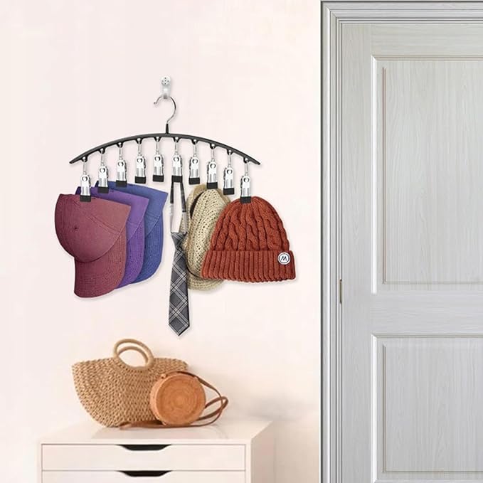 Legging Hangers for Closet Organizer, Hat Hangers for Closet 4 Pack with 10 Clips Holds 40 Leggings, Legging Hanger, Pants Storage Organizer Suitable for Socks, Panties, Underwear, Pants (4-White)