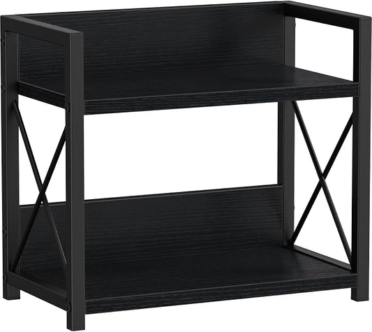 Giikin Kitchen Counter Shelf, 2 Tier Kitchen Spice Rack Organizer for Countertop, Wood Coffee Bar Organizer for Home (Black, S)