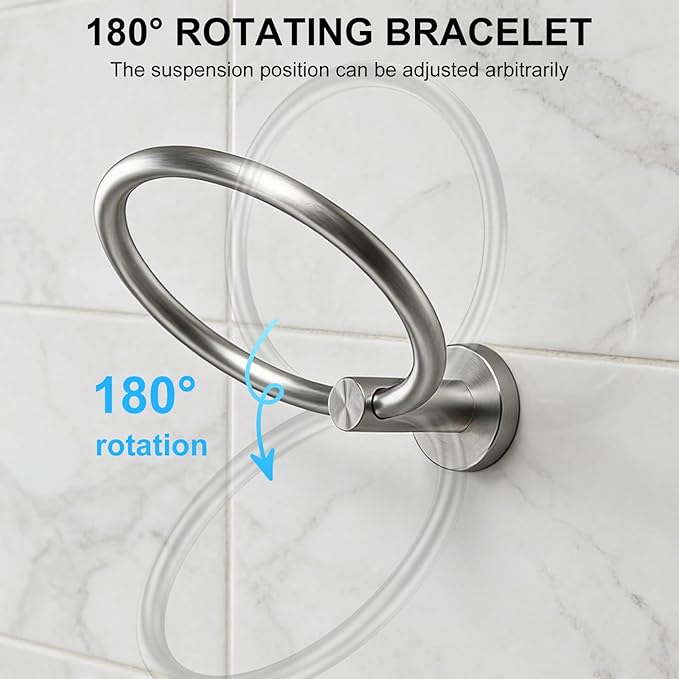 SetSail Towel Holder for Bathroom Wall Silver Towel Ring Stainless Steel Hand Towel Holder Heavy Duty Towel Hanger for Bath, Kitchen Drill Hole
