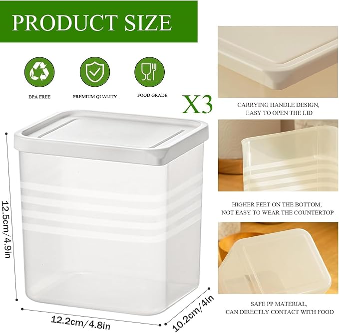 6 Pack Refrigerator Organizer Box with Lid, Plastic Refrigerator Side Door Storage Containers, Space-Saving Organizer Bins for Refrige, Refrige Drawers for Fruit and Vegetable (Clear, S-6)