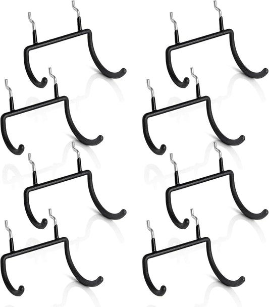 Utility Heavy Duty Pegboard Hooks, 8Pack Peg Board Power Tool Drill Holders | Fit 1/8" 1/4" Peg Holes, Double Arm Peg Board Bracket, Rubber Coated, Large Tool Organizer for Garage Workshop Shed Craftroom