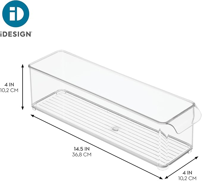iDesign Stackable Fridge Storage Bin with Handle, Set of 6, Clear | Ideal for Fridge and Freezer, Made in USA