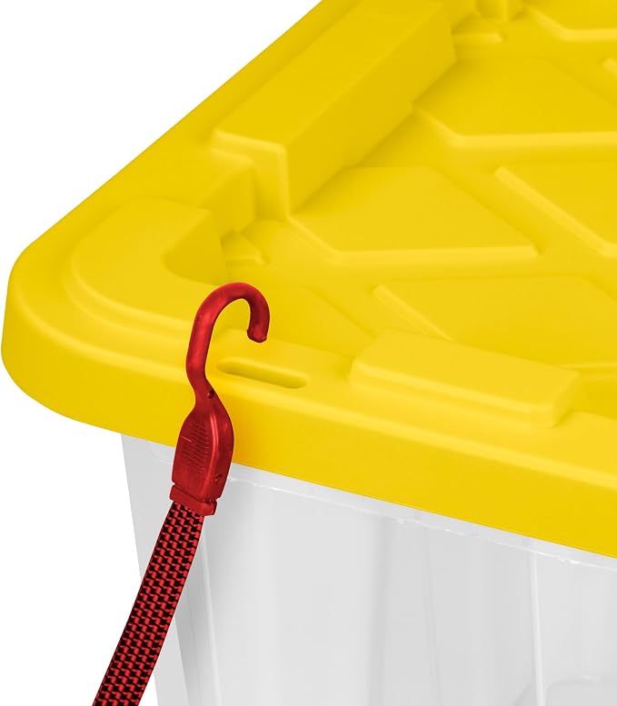 Sterilite Industrial Storage Box with Lids for Garage, 27 Gallon, 4-Pack | Heavy-Duty and Stackable Utility Box Containers for Home, Office, and Basement Organization, Yellow