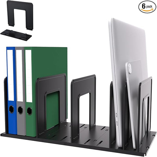 Adjustable Vertical File Sorter Sturdy Plastic Expandable Upright File Holder, Desktop Binder Organizer, School Office File Organizer Bookshelf Divider, Assemble Easily Endlessly, Black