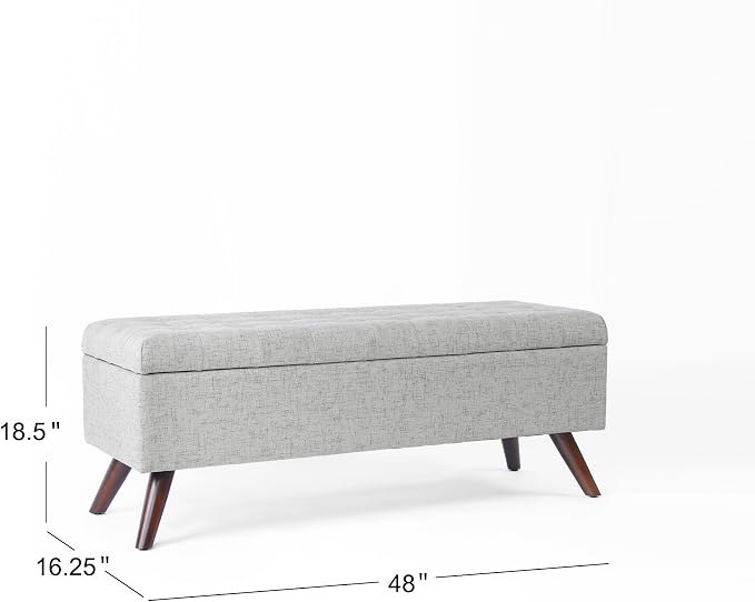 HomePop 48" Modern Tufted Storage Bench - Gray Woven