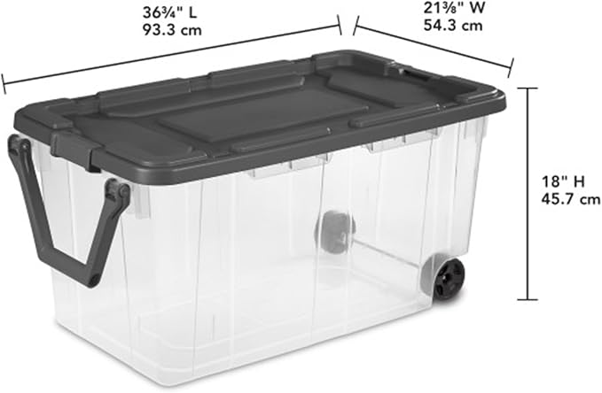 Sterilite 4-Pack Modular Stacker Box, Durable Clear Plastic Storage Bins with Latching Lids, 160 Quart - Stackable Organizing Container Boxes for Closet, Bathroom, and Office
