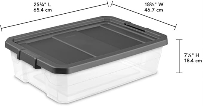 Sterilite 24-Pack Modular Stacker Box, Durable Clear Plastic Storage Bins with Latching Lids, 40 Quart - Stackable Organizing Container Boxes for Closet, Bathroom, and Office