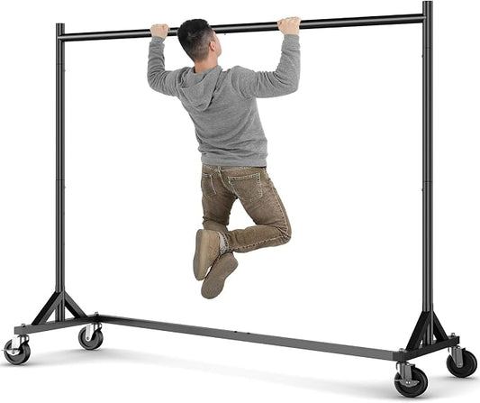 HOKEEPER Z Base Clothes Rack Hold 500LBS Height Adjustable Black | Portable Z Rack, Commercial Heavy Duty Clothing Rack Rolling Garment Rack 24"D*63"W*71"H, Easy to Assemble, 5 Years Service