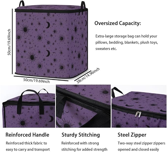 2pcs blanket storage bag for under bed,closet organizers 95L | clothing sweater sheet bedding comforter duvet quilt pillow toy storage bags with lids,dorm room essentials for containers