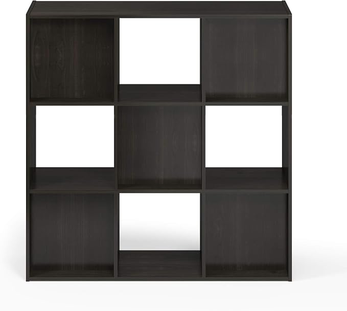 Furinno Pelli Cubic Storage Cabinet, 3x3, Espresso | 11.6 x 36.3 x 35.7, Open & Closed Back Cubes, Storage Organizer Cabinet, for Living Room, Bedroom, Home Office