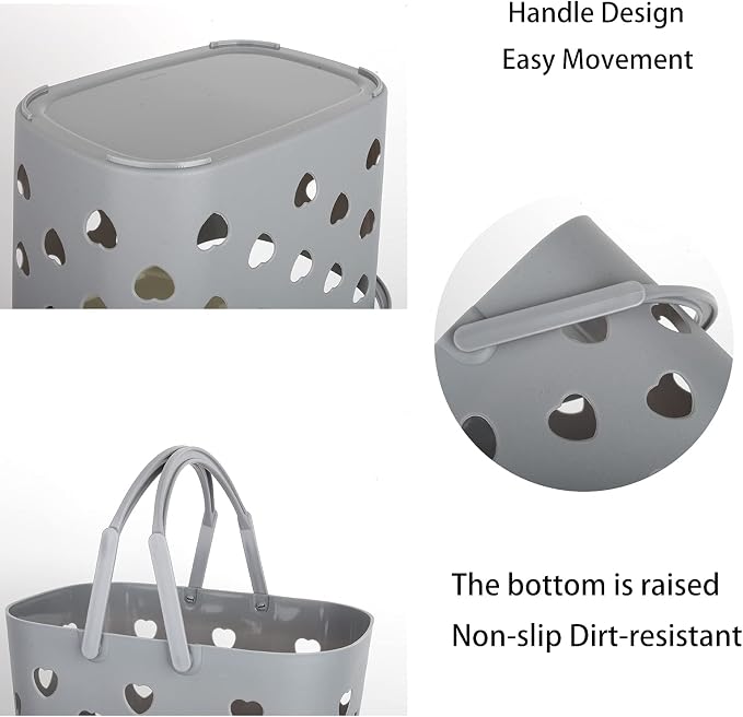 Portable Shower Caddy with handle Plastic Shower Basket Organizer, Grey | Bathroom Caddy Storage Tote Cleaning Supply Caddy for College Dorm, Kitchen, Pantry, Garage