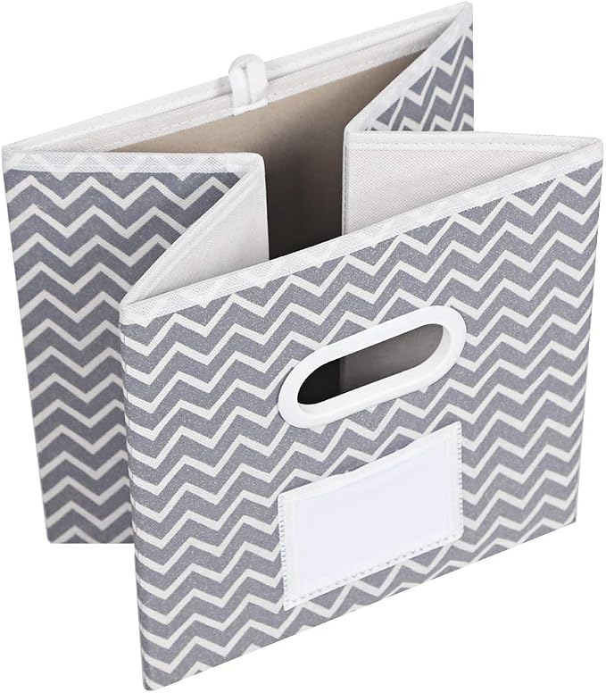 MAX Houser Fabric Cloth Storage Bins,Foldable Storage Cubes Organizer Baskets with Dual Handles for Home Bedroom Storage,Set of 6 (Grey)