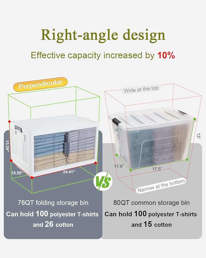 OlarHike 76QT Storage Bins with Lids for Home, Closet, Office, Dorm, 4 Pack | Multi-Lid, Lockable Cabinet, Doors & Wheels, Foldable, Collapsible, Stackable Organizers, Plastic Drawers, Containers, School