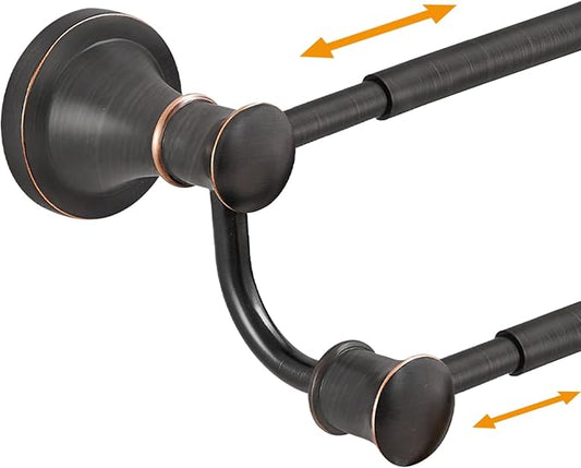 Hoimpro Adjustable Retractable 15-27 Inches Stainless Steel Bathroom Towel Bar, Bathroom Accessories Bath Hotel Double Towel Bar Rod Hanger Wall Mounted Towel Holder Towel Rack, Oil Rubbed Bronze | Oil Rubber Bronze, Adjustable 16-26", Wall Mounted, St...