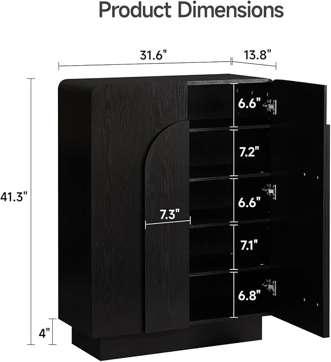 Shoe Storage Cabinet with Doors, Large Shoe Cabinet Storage for Entryway, Wooden 6 Tier Shoe Organizer Cabinets with Adjustable Shelves for Entrance Hallway Living Room Foyer