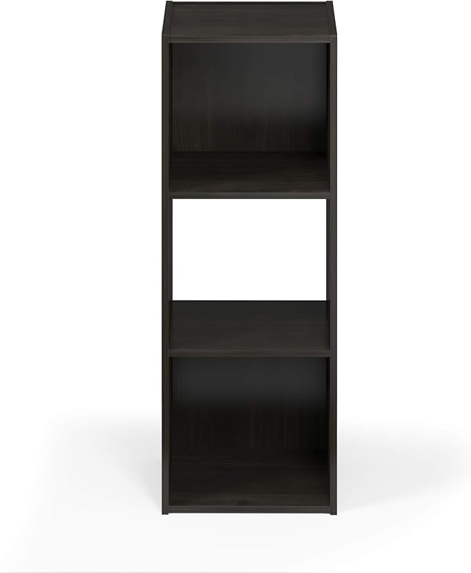 Furinno Pelli Cubic Storage Cabinet, 3x1, Espresso | 11.6 x 12.2 x 36, Open & Closed Back Cubes, Storage Organizer Cabinet, for Living Room, Bedroom, Home Office