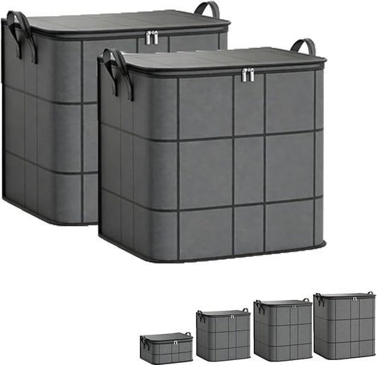 Spacious Moving Storage Bin, Zippered Organizer,XXL Foldable Storage Bags (2PCS, Large)