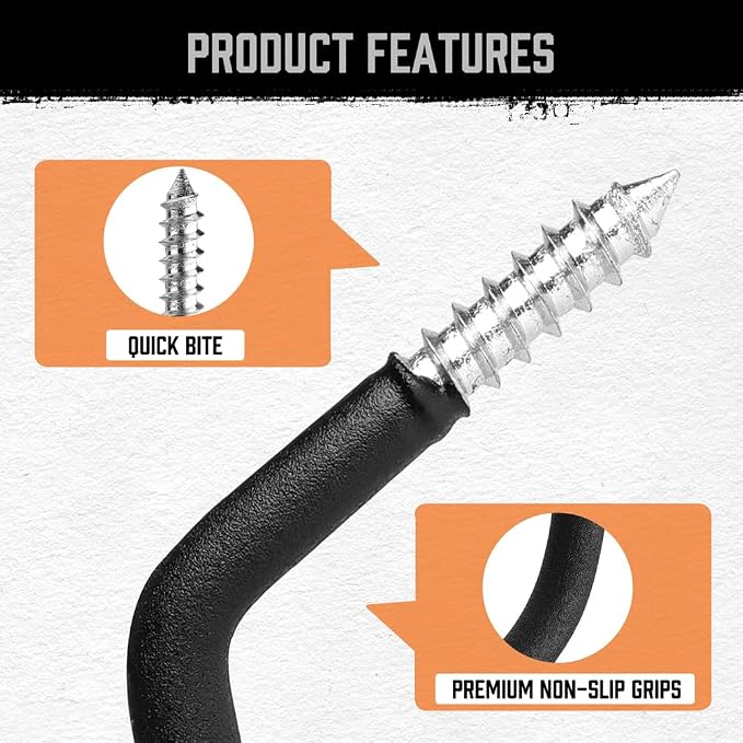 HORUSDY 6 Pack Heavy Duty Bike Hooks - 7.5 inches, 100LBS Capacity for Garage Wall and Ceiling