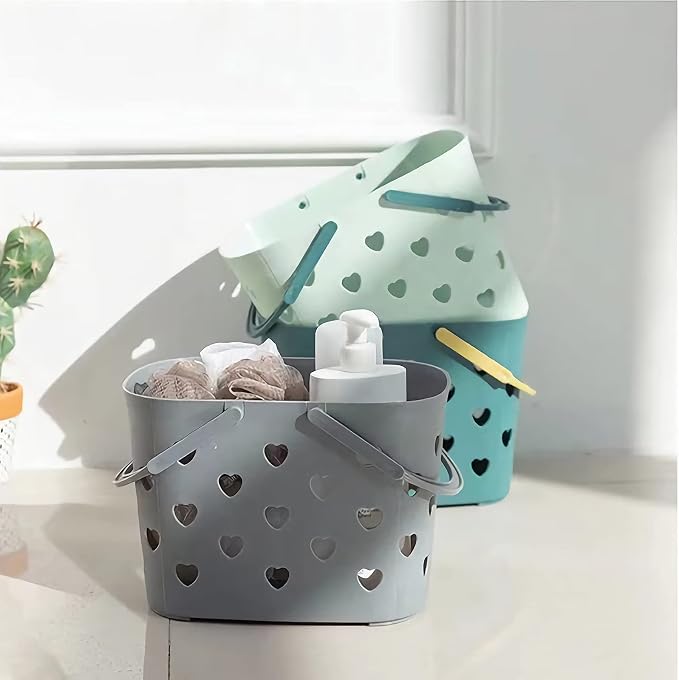 Portable Shower Caddy with handle Plastic Shower Basket, 2 Pack, Grey | Bathroom Caddy Storage Tote Cleaning Supply Caddy for College Dorm, Kitchen, Pantry, Garage