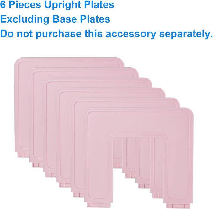 Adjustable File Sorter Accessories 6 Pieces Upright Plates, Expandable File Folder Holder Accessory, Desktop Binder Organizer, School Office File Organizer, Pink
