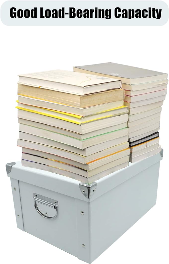 GUOZI Collapsible Storage Box, Decorative Memory Box with Lid & Metal Reinforced Corners, Cardboard File Bin with Handles, Organizer Gift Box for Keepsake Toy Photos Office Nursery Wardrobe Bookshelf | Reinforced metal corners. Easy-grip handles. Stora...