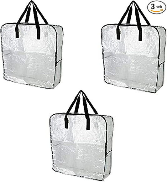 Ikea DIMPA 3 pcs Extra Large Storage Bag, Clear Heavy Duty Bags, Moth and Moisture Protection Storage Bags