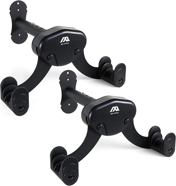 Buffalo Bike Wall Mount Rack – Adjustable Heavy-Duty Horizontal Indoor Hanger for Road, Mountain & Hybrid Bikes up to 48.5 lbs / 22 kg, Space-Saving Garage & Apartment Storage (2 Pack)