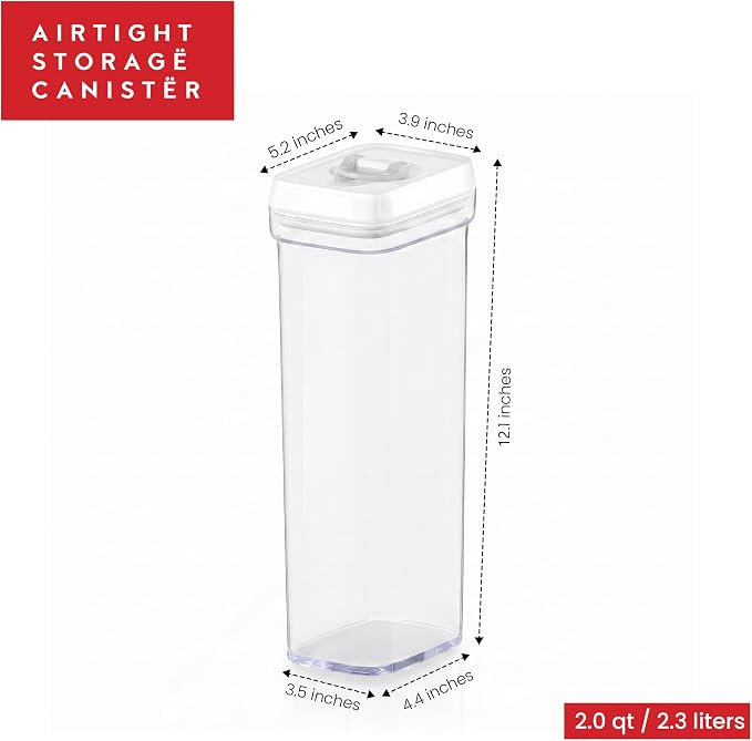 DWËLLZA KITCHEN Pasta Storage Containers for Pantry - Set of 2 White Airtight Spaghetti Container Storage - Ideal for Spaghetti & Noodles, Kitchen Pantry Organization and Storage, Keeps Food Fresh