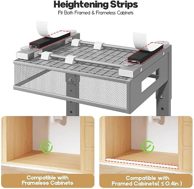 Under Sink Organizer,2-Tier Dual Pull Out Cabinet Organizer Drawers With Smooth Circular Rail,Large Capacity Metal Mesh Sliding Shelves For Bathroom& Kitchen Storage,Height Adjustable–Gun Gray,2 Packs