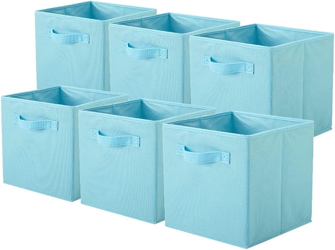 ShellKingdom Storage Bins, Foldable Fabric Storage Cubes And Cloth Storage | Storage Organizer For Closet And Toys, 10.5x10.5x11 INCH, 6 Pack (Light Blue)