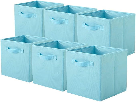 ShellKingdom Storage Bins, Foldable Fabric Storage Cubes And Cloth Storage | Storage Organizer For Closet And Toys, 10.5x10.5x11 INCH, 6 Pack (Light Blue)